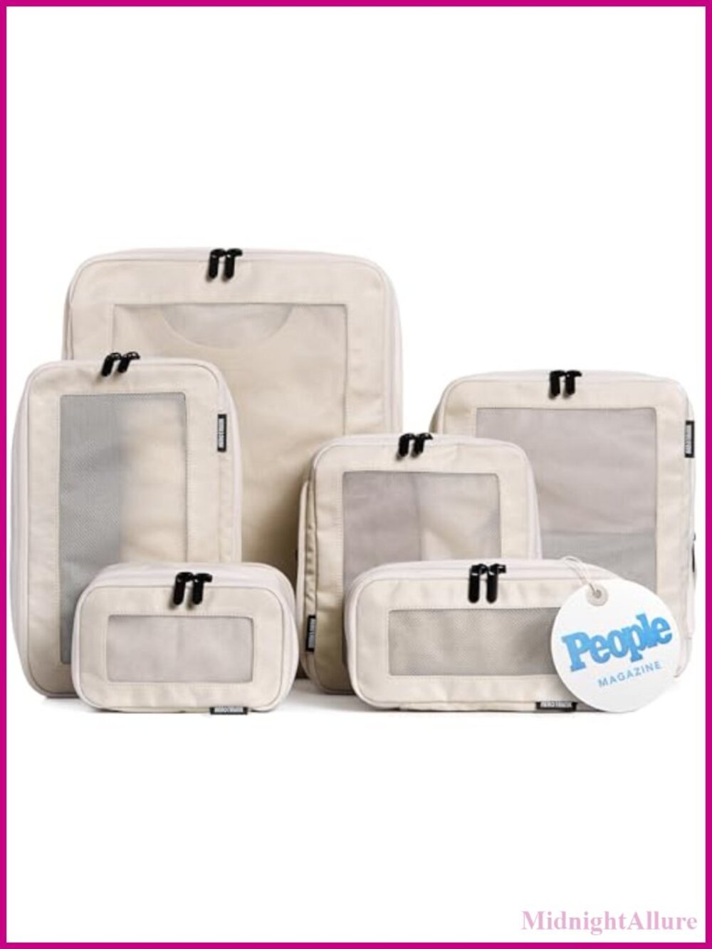 Compression Packing Cubes Set Travel Organizer Nylon Twill Mesh 6-Pack